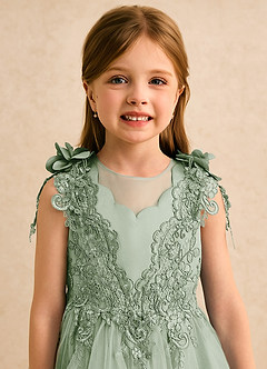 Azazie Sukie Sukienki dla dziewczynek sypiących kwiaty Suknia balowa Koronka Sznurówka Długość kostki Sukienka image6