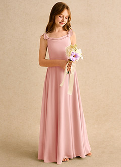 Azazie Puppy Junior Formal Flower Girl Dresses Rosette A-Line Pleated Chiffon Dress image1