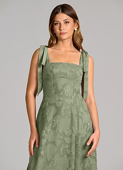 Azazie Debra Bridesmaid Dresses Pistachio A-Line with Pockets Floral Burnout Dress image2