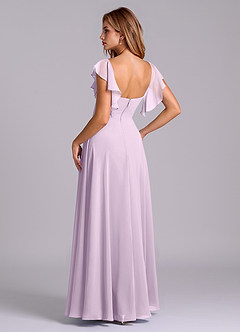 Azazie Leilani Bridesmaid Dresses Frosted Lilac A-Line Pleated Chiffon Dress image6