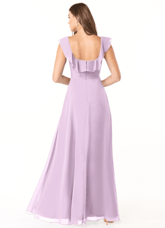 Azazie Jinny Bridesmaid Dresses Frosted Lilac A-Line Square Neckline Ruched Chiffon Dress image2
