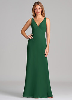 Azazie Tianna Final Sale Dark Green Sheath Chiffon Dress image1