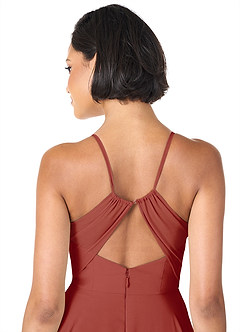 Azazie Avelina Bridesmaid Dresses Terracotta A-Line V-Neck Pleated Chiffon Dress image5