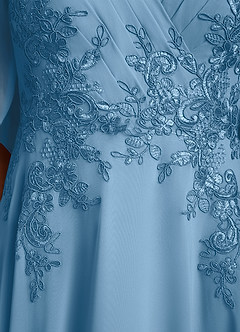 Azazie Tilda Mère de la mariée Robes Robe Trapèze en Mousseline de soie Dentelle Acier Bleuté image6