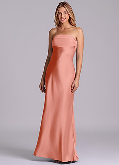 Azazie Ailanie Brudtärnklänningar Klä av Tubklänning i Stretch Satin Axelbandslös Korall image1