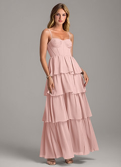 Azazie Alanna Bridesmaid Dresses Powder Pink A-Line Sweetheart Neckline Chiffon Dress image1