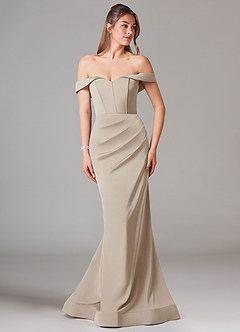 Azazie Everly Bridesmaid Dresses Frost Mermaid Off the Shoulder Stretch Satin Convertible Dress image3