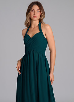 Azazie Darlyn Bridesmaid Dresses Pine A-Line Pleated Chiffon Dress image7