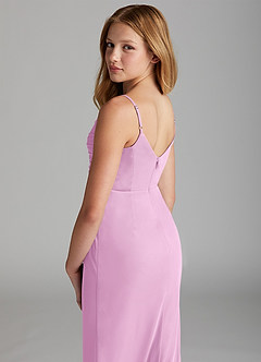 Azazie Deandra Junior Candy Pink Sheath Mesh Dress image5