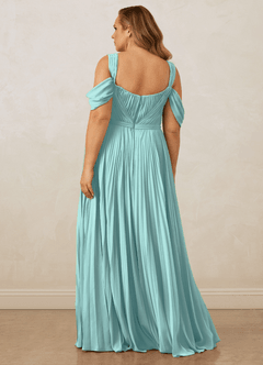 Christian Siriano Bridal for Azazie 1013 Bridesmaid Dresses Aqua A-Line Off the Shoulder Chiffon Dress image12