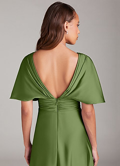 Azazie Pamela Bridesmaid Dresses Juniper A-Line Pleated Stretch Satin Dress image6