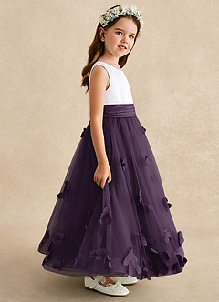 Azazie Vi Flower Girl Dresses Plum A-Line Sleeveless Tulle Dress image7