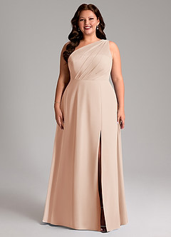 Azazie Phaedra Bridesmaid Dresses English Rose A-Line One Shoulder Chiffon Dress image7