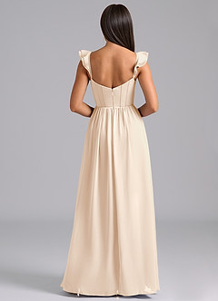 Azazie Denisse Bridesmaid Dresses White Alabaster A-Line Ruched Chiffon Dress image2