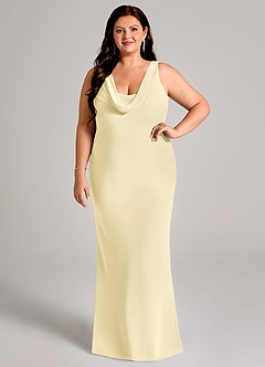 Azazie Rylina Bridesmaid Dresses Lemon Sorbet Mermaid Pleated Chiffon Dress image7