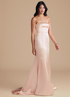 Azazie Aura Bridesmaid Dresses Rose Gold Mermaid Metallic Satin Convertible Dress image5