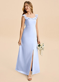 Azazie Cindy Junior Ice A-Line Ruched Chiffon Dress image4