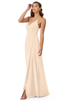 Azazie Davis Bridesmaid Dresses Pearl Pink A-Line V-Neck Chiffon Dress image9