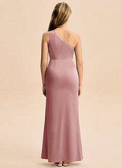 Azazie Akilah Junior Dusty Rose Sheath Pleated Stretch Satin Dress image6