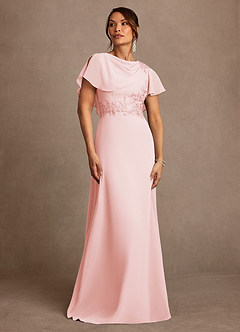 Azazie Frieda Mother of the Bride Dresses Blushing Pink A-Line Applique Chiffon Dress image1