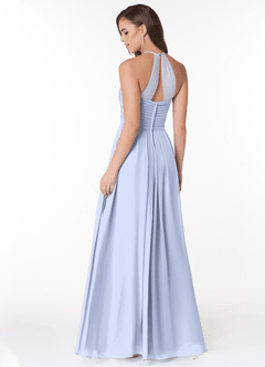 Azazie Ginger Bridesmaid Dresses Ice A-Line Halter Pleated Chiffon Dress image2