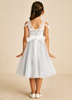 Azazie Sunnie Flower Girl Dresses Ivory A-Line Lace Tulle Dress image3