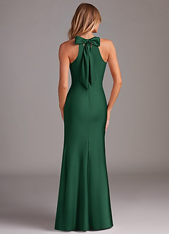 Azazie Doretta Vestidos de damas de honor Vestido de Verde Oscuro de Satén Elástico de Corte Sirena con Plisado image2