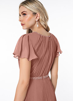 Azazie Kara Modest Bridesmaid Dresses A-Line Pleated Chiffon Floor-Length Dress image6
