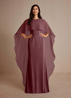 Azazie Milfred vestidos de madre de la novia Vestido de Sangrado de Satén Elástico de Recto con Cuello de barco image2