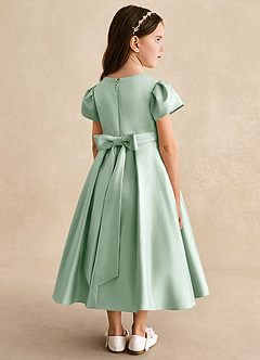 Azazie Princess Flower Girl Dresses Agave A-Line Pleated Matte Satin Dress image2