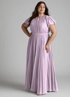 Azazie Kara vestidos de dama de honor modestos Vestido de Corte En A Plisado Hasta el suelo Gasa image13