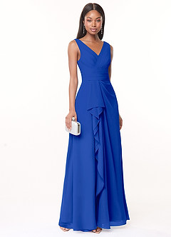 Azazie Julianna Bridesmaid Dresses Royal Blue A-Line Chiffon Dress image1
