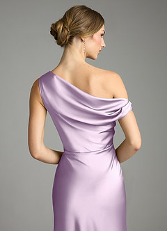 Azazie Emerson Bridesmaid Dresses Frosted Lilac Mermaid Off the Shoulder Stretch Satin Dress image7