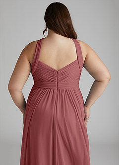 Azazie Hillian Bridesmaid Dresses Amethyst A-Line Halter Pleated Mesh Dress image9