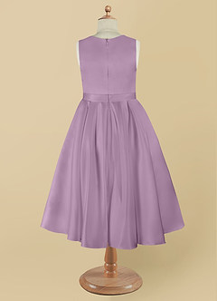 Azazie Coco Blumenmädchenkleider A-Linie Schleifen Matte Satin Kleid Blauregen image9