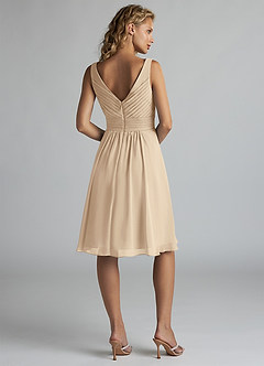 Azazie Grace Bridesmaid Dresses Champagne A-Line Pleated Chiffon Dress image2