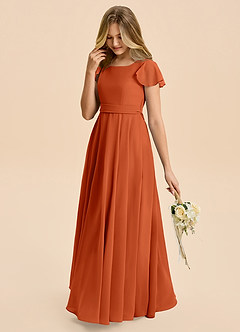 Azazie Cady Junior Burnt Orange A-Line Pleated Chiffon Dress image5