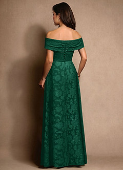 Azazie New Britain Mother of the Bride Dresses Emerald A-Line Pleated Floral Burnout Dress image3