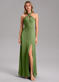 Azazie Tracie Bridesmaid Dresses Juniper A-Line Side Slit Stretch Satin Dress image5