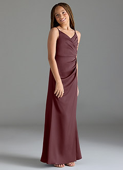 Azazie Maci Junior Sangria Mermaid Pleated Stretch Satin Dress image4