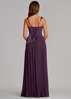 Azazie Stephanie Bridesmaid Dresses Plum A-Line Pleated Stretch Satin Dress image5
