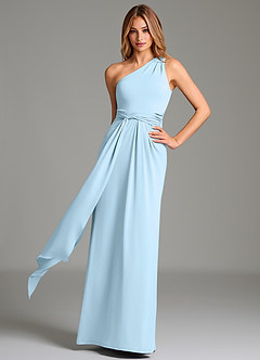 Azazie Taina Brautjungfernkleider A-Linie One-Shoulder Premium Stretch Jersey Kleid Himmelblau image1