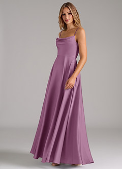 Azazie Elle Bridesmaid Dresses Wisteria A-Line Pleated Stretch Satin Dress image6