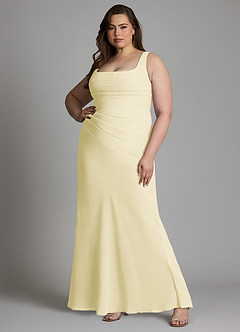 Azazie Agustina Bridesmaid Dresses Lemon Sorbet Mermaid Corset Chiffon Dress image8