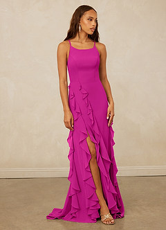 Christian Siriano Bridal for Azazie 1006 Brautjungfernkleider Meerjungfrau-Linie Gestreift Chiffon Kleid Fuchsia image1