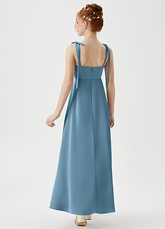 Azazie Rosey Junior Robe Trapèze en Satin extensible Encolure en Forme de Cœur Acier Bleuté image6