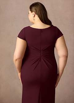 Azazie Tana Mother of the Bride Dresses Cabernet Mermaid V-Neck Pleated Stretch Crepe Dress image11