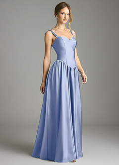 Azazie Evadina Suknie dla druhen Linia A Gorset Satyna elastyczna Do ziemi Sukienka image4