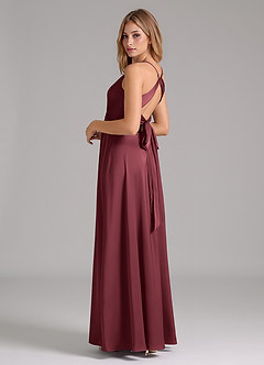 Azazie Evalleen Brautjungfernkleider A-Linie Plissee Stretch-Satin Kleid Merlot image7