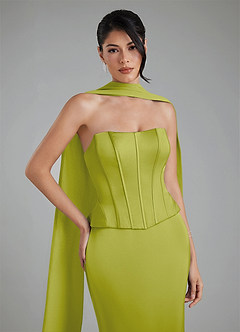 Azazie River Robes de demoiselle d'honneur Robe Fourreau Convertible en Satin extensible Corset Citronnelle image10